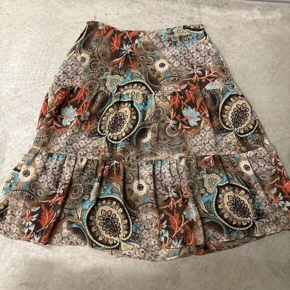 Notations Tiered Floral Boho Peasant Skirt Fairy 1X Paisley Y2K Earth Tones - Picture 9 of 9